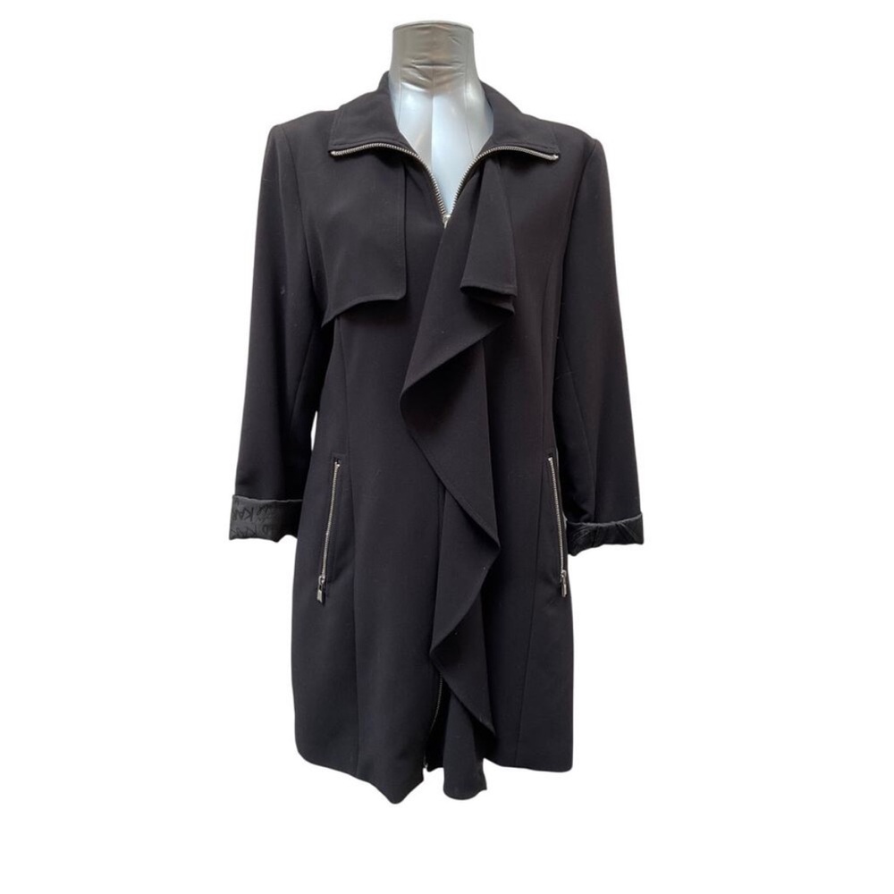 NWOT KARL LAGERFELD womens Legacy Garbine Ruffle Front Topper Coat medium (8-10)